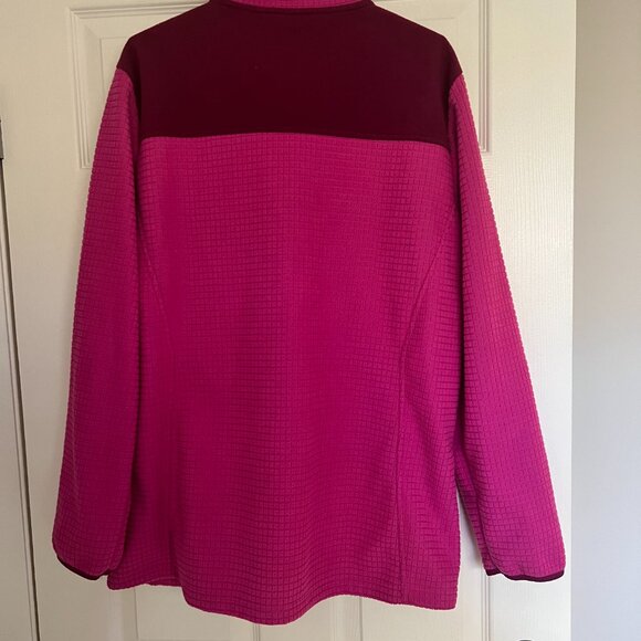 Lands End XL Pink Grid Waffle Fleece Full Zip Jacket - Picture 4 of 4